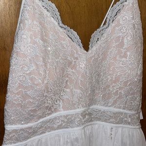 Asymmetrical glitter tule and lace dress IVROY wedding party dress